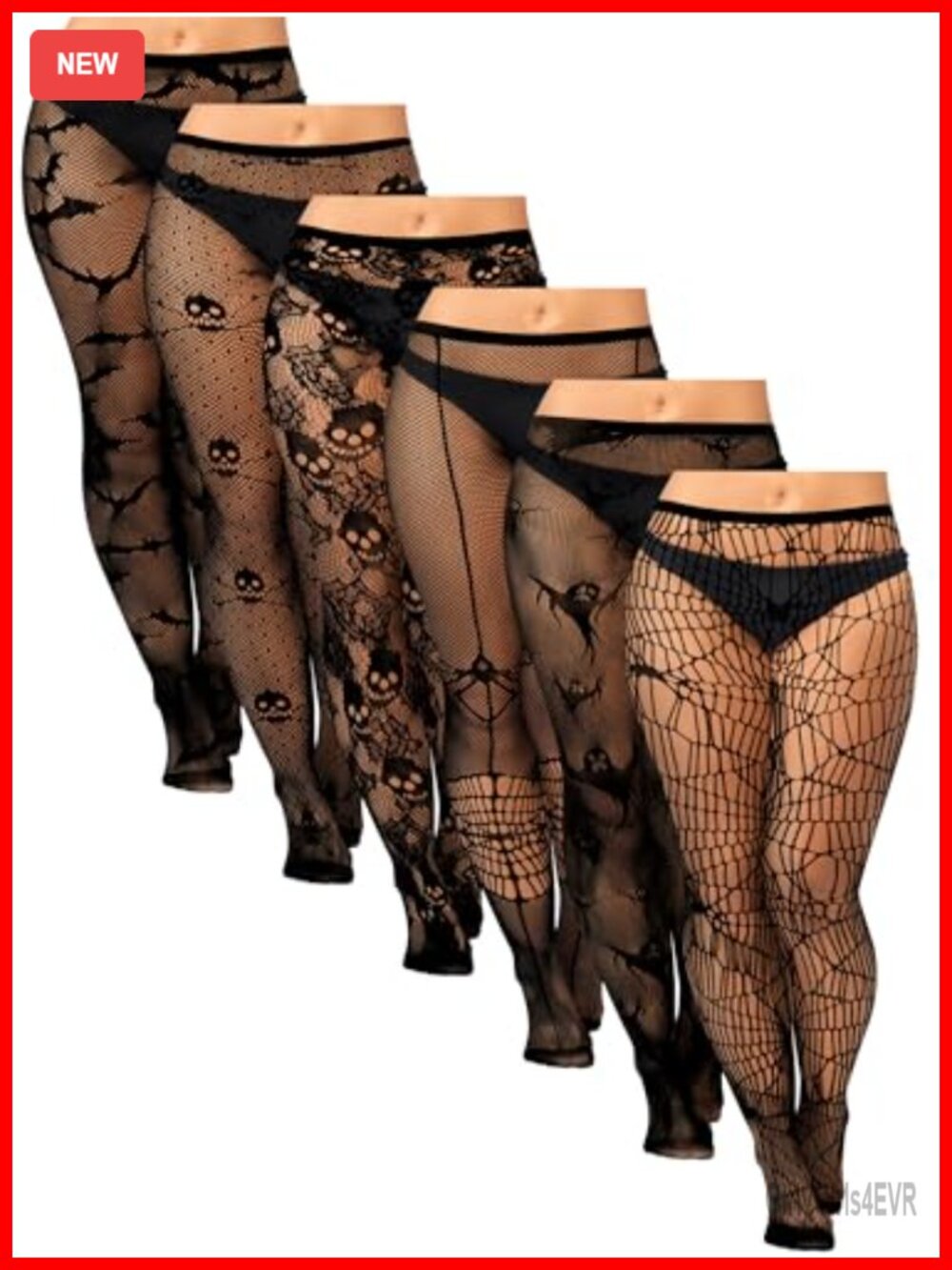 Plus Size Fishnet Tights Thigh High Nylon Spandex Hosiery 6 Pairs
